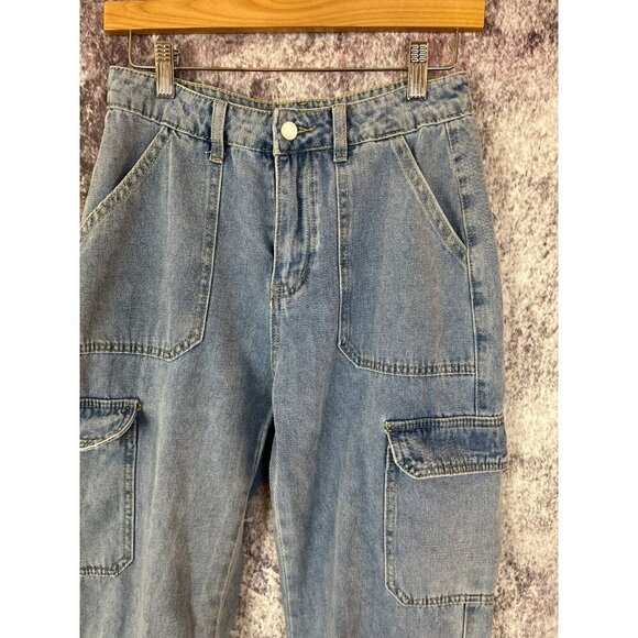 Cargo Jeans Women S Grunge Hip Hop Skate Pocket Baggy Wide Leg Y2K School - Picture 2 of 13